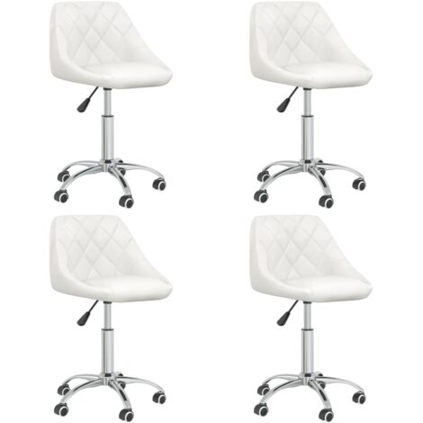 Juego de 4 sillas taburetes con ruedas asiento giratorio regulable en altura en PVC blanco DEC025323