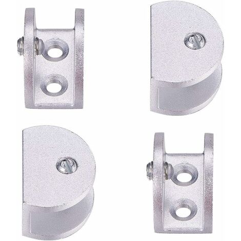 Juego de 4 soportes de abrazadera de estante de vidrio ajustables de aleación de aluminio de 8-12 mm de espesor (semicircular)