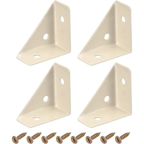 Juego de 4 soportes de acero laminado en frío de 38 mm x 38 mm con tornillos para colocar sobre una mesa o mesita de noche (color beige).