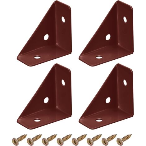 Juego de 4 soportes de acero laminado en frío de 38 mm x 38 mm con tornillos para colocar sobre una mesa o mesita de noche (marrón).