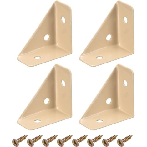 Juego de 4 soportes de acero laminado en frío de 38 mm x 38 mm con tornillos para usar sobre una mesa o mesita de noche (color caqui).