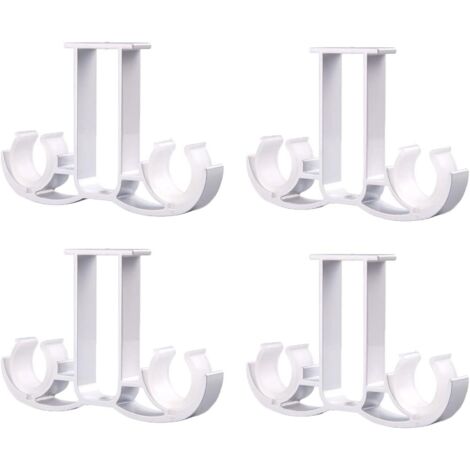 Juego de 4 soportes de aluminio para barras de cortina, montaje en pared y techo, aleación, para baño y sala de estar (blanco)