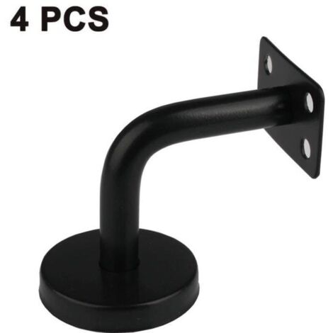 Juego de 4 soportes de barandilla de escalera de acero inoxidable para montaje en pared (negro)
