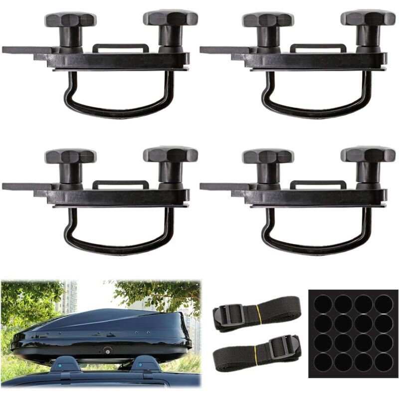 Juego de 4 soportes de montaje para cofres de techo, montaje en pared en forma de U, kit universal de montaje para cofres de techo, con 8 tuercas de