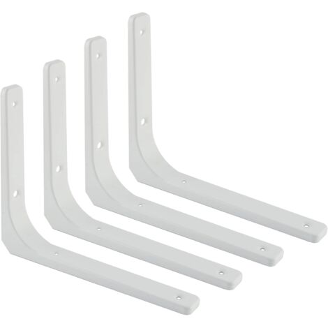 Juego de 4 soportes flotantes para estantes de pared, soportes ocultos para estantes flotantes en madera blanca (250 mm x 200 mm)