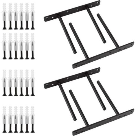 Juego de 4 soportes invisibles negros, 200x150mm – Soportes flotantes para estanterías de pared, cocina, dormitorio