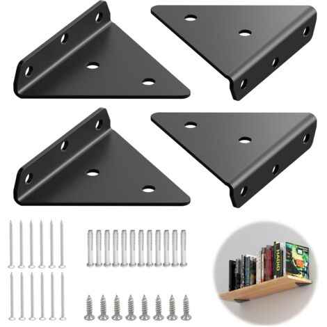Juego de 4 soportes invisibles para estantes - Soporte triangular flotante para estantes - Soportes ocultos para estantes - Soporte flotante para estantes - Carga máxima: 65 kg