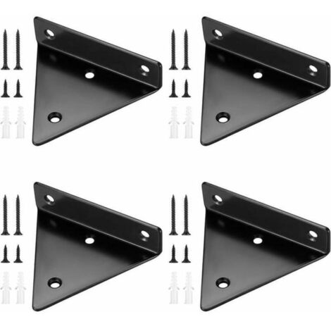 Juego de 4 soportes para estantes flotantes, soportes triangulares invisibles para estantes de pared, soportes metálicos para almacenamiento en estantes de pared
