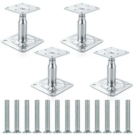 Juego de 4 soportes para postes elevados galvanizados ajustables de 100 a 150 mm, soporte de techo resistente para construcción
