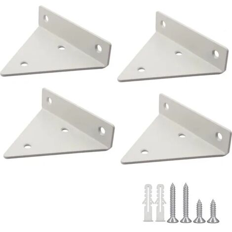 Juego de 4 soportes triangulares para estantes, de pared, para jardín, cocina y salón. Capacidad de carga: 20 kg con tornillos, color blanco.