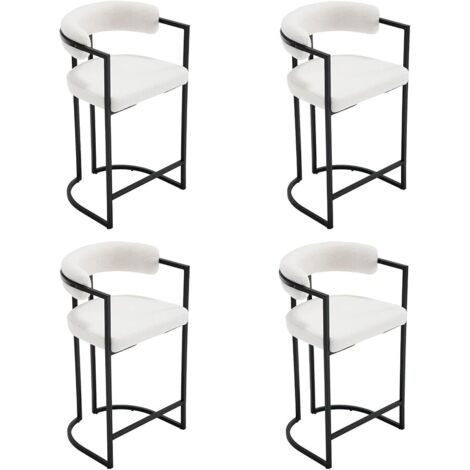 Juego de 4 Taburetes de Bar de Cuero Sintético Sillas de Mostrador de Diseño Moderno con patas de Metal para Restaurante Salón, Blanco, Wahson