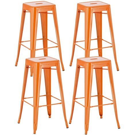 Juego de 4 taburetes de bar Joshua Naranja