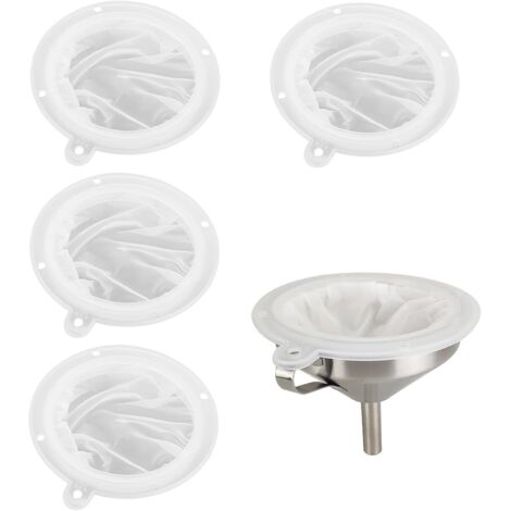 Juego de 4 tamices finos de nailon, malla 200/300/400/450, filtro de tamiz fino para mermelada, alimentos, vino, cabello, cocina, embudo de tamiz fino para café, jugo, leche