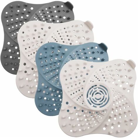 Juego de 4 tapas de desagüe de ducha con adhesivos de goma para fregadero de cocina y baño