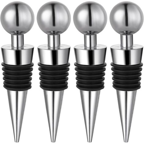 Juego de 4 tapones reutilizables para botellas de vino, champán, prosecco, cerveza y licores.