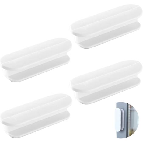 Juego de 4 tiradores autoadhesivos para puertas, sin necesidad de taladrar, para balcones, ventanas, cajones, armarios y muebles (blanco)