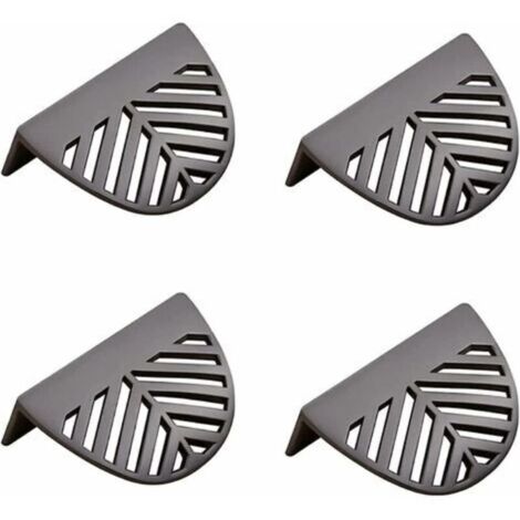 Juego de 4 tiradores para muebles en forma de hoja en latón dorado-negro para muebles de cocina en latón