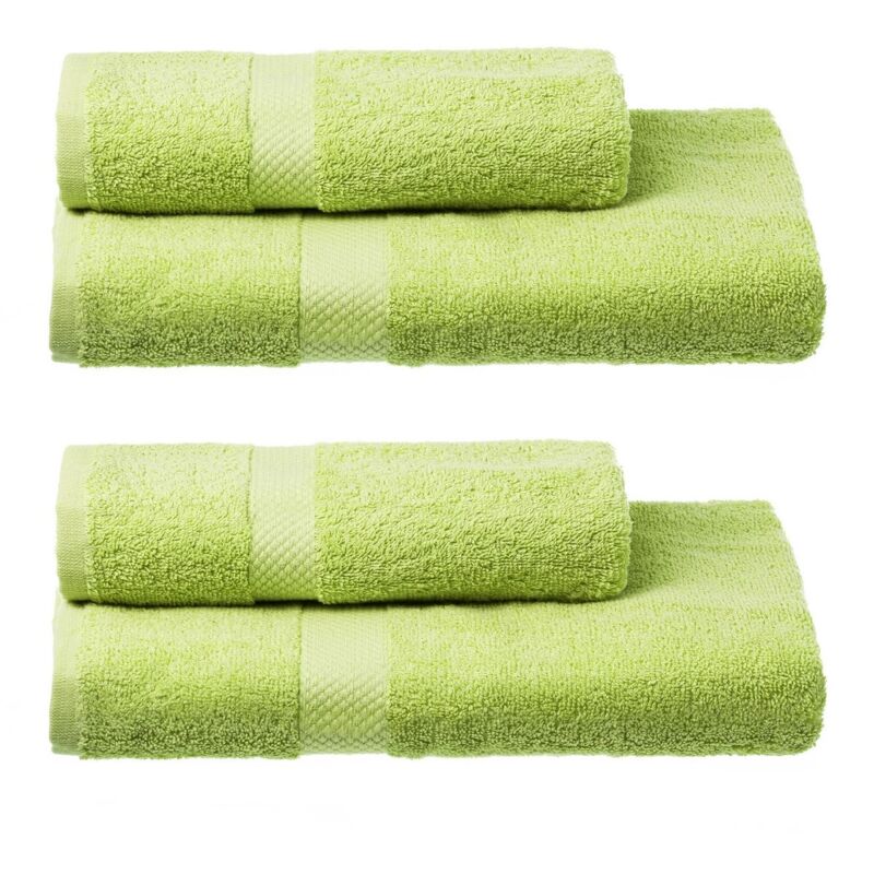 

Juego de 4 toallas de baño, en verde pistacho, 100% de algodón natural