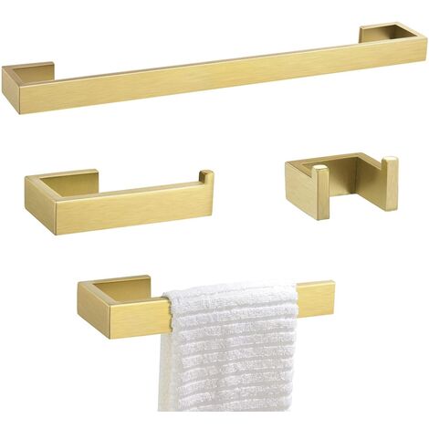 Comprar Accesorios de baño en dorado cepillado de acero inoxidable SUS304:  Toallero 30CM + portarrollos + percha online
