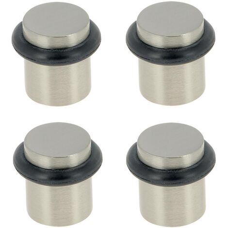 Juego de 4 topes de puerta atornillables en acero inoxidable plateado, ⌀2 x H.2,5 cm