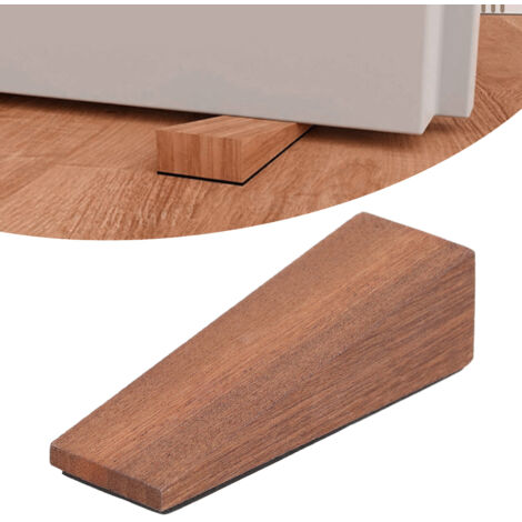 Juego de 4 topes de puerta triangulares antideslizantes de madera marrón oscuro para dormitorio, sala de estar y baño.