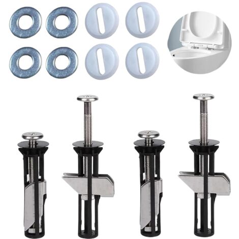 Juego de 4 tornillos para asiento de inodoro, de acero inoxidable, con fijaciones para inodoro, tornillos para bisagras, fácil de instalar, JS2