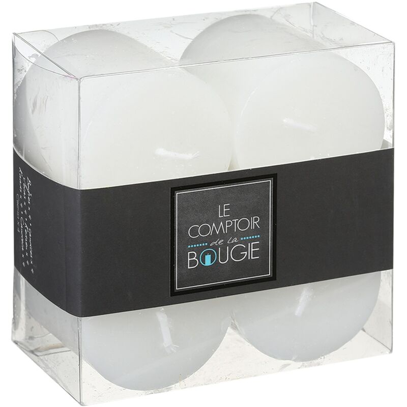 

Juego de 4 velas votivas blancas rústicas D 4,5