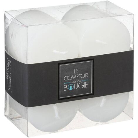 Juego de 4 velas votivas blancas rústicas D 4,5