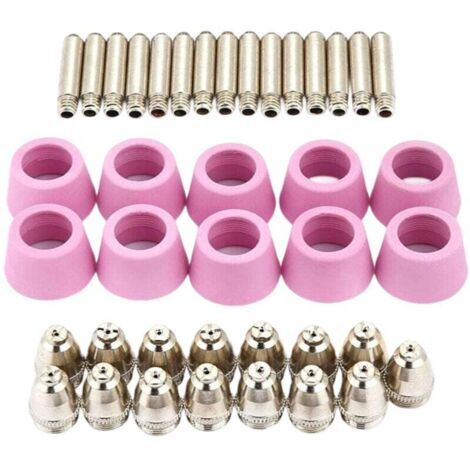 Juego de 40 boquillas y copas para antorcha de corte por plasma AG60 SG55, accesorios para cortadora de plasma de acero, para antorchas SG55, AG-60, CUT60, LGK60 y P-60.