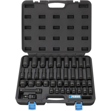 Juego de 40 llaves de impacto 1/2 cortas y largas 9-30 mm Fervi I340