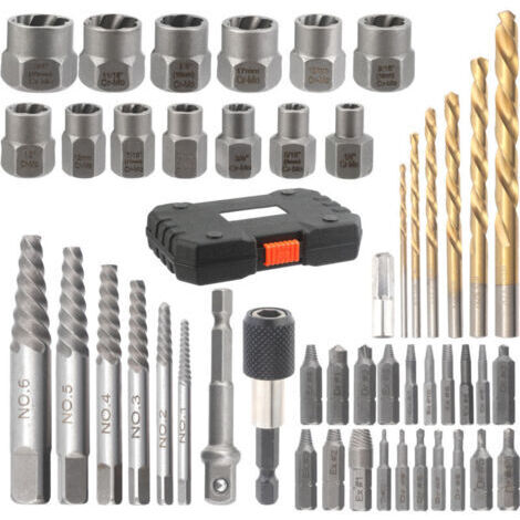 Juego de 48 extractores de tornillos, kit de extracción de pernos de alta resistencia, juego de fácil extracción para tuercas rotas y pernos dañados con estuche portátil.