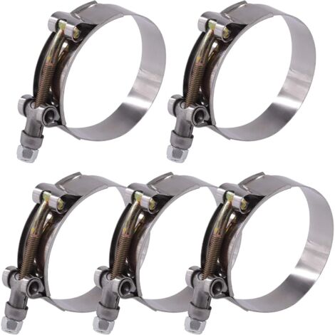 Juego de 5 abrazaderas de manguera de acero inoxidable para tubo de admisión de turbo de 63-71 mm