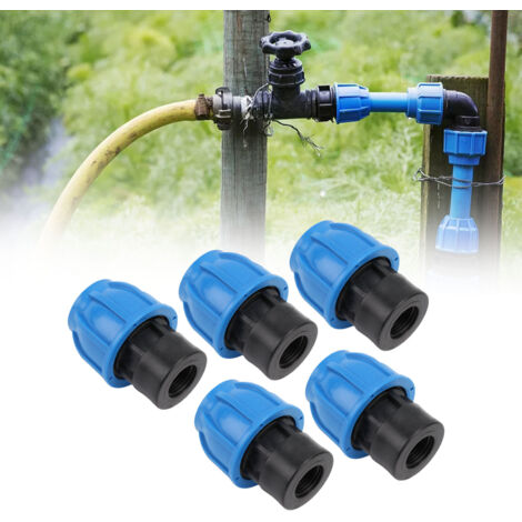 Juego de 5 acoplamientos rápidos para accesorios sanitarios, rosca hembra, orificio recto, 25 x G1/2 - PE, para PPR, PE, PVC - resistente a la presión, a prueba de fugas