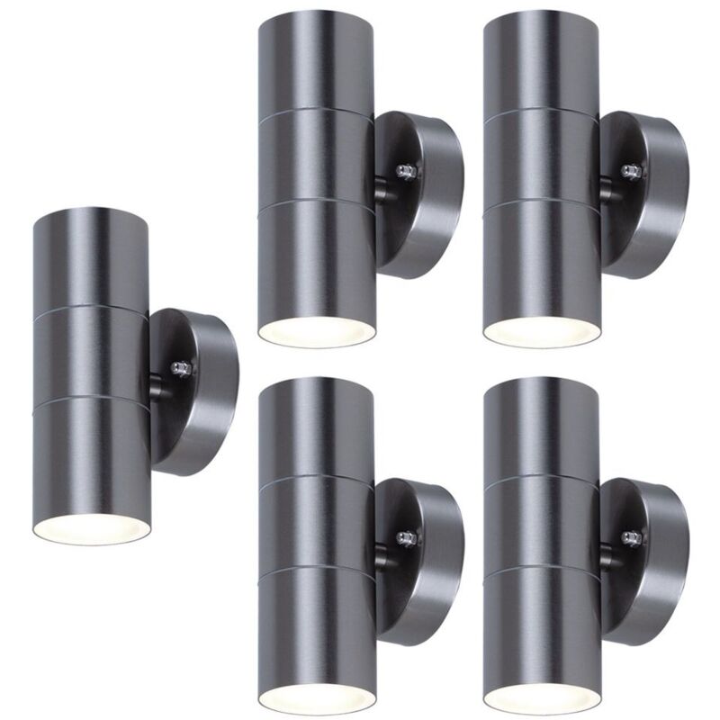 

Juego de 5 apliques de exterior vidrio up down focos de acero inoxidable lámpara plot IP44