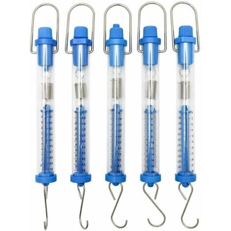 Juego de 5 básculas de resorte, báscula de resorte transparente, báscula de resorte de tubo colgante, 1N, 5N, 10N, 20N, 30N