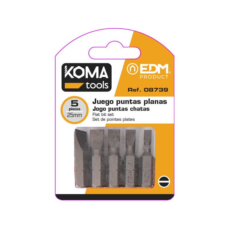

Juego puntas planas 1 4 -5 piezas x 25mm - Koma Tools