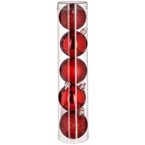 Juego de 5 bolas D.5cm rojo - Feeric lights & christmas