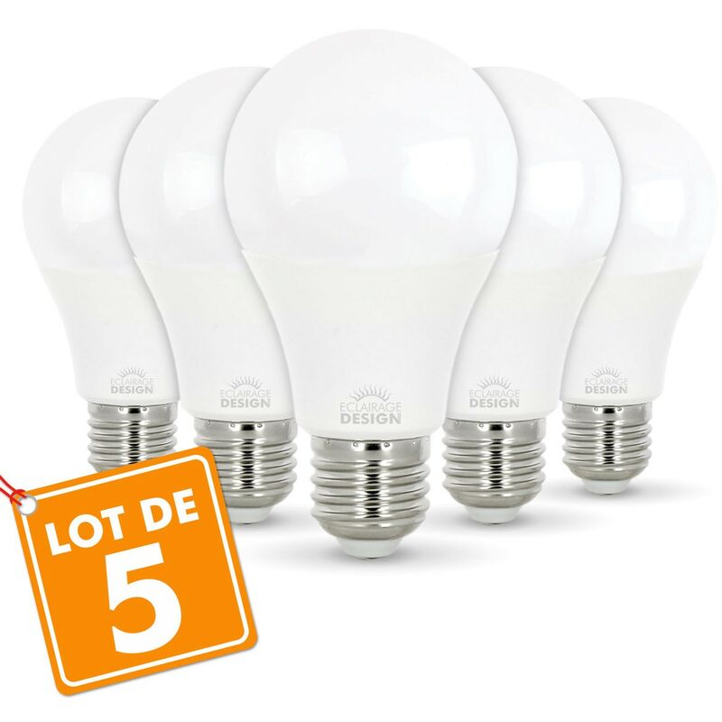 

Lote de 5 bombillas LED E27 10W eq. 70W 3000K blanco cálido