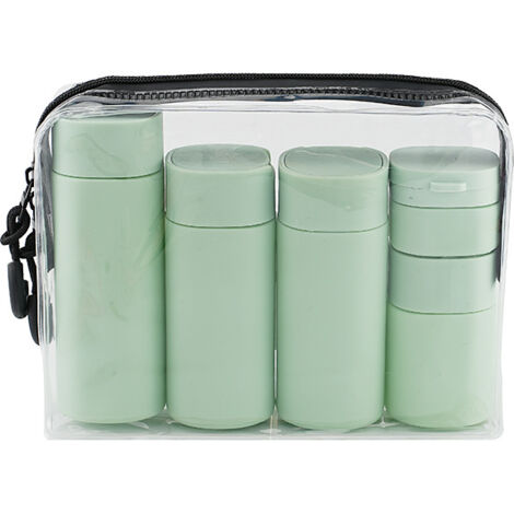 Juego de 5 botellas dispensadoras de viaje, juego de recipientes para artículos de aseo de viaje (verde)