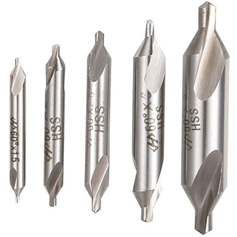 Juego de 5 brocas de centrado de 60 grados para metal, para taladrar madera de 1,5/2/2,5/3/4 mm.