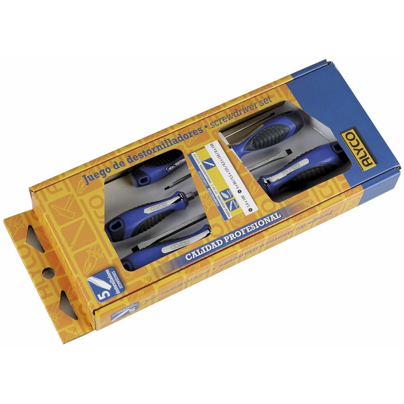 

Alyco-tools - Juego De 5 Destornilladores Boca Plana En Caja Cartón