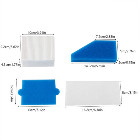 Juego de 5 filtros de espuma para aspiradoras, repuestos 787241, blanco/azul