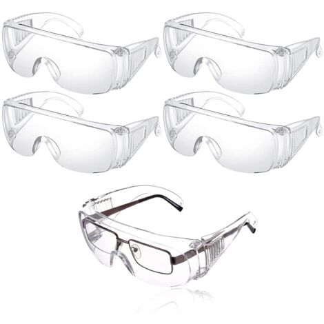 Juego de 5 gafas de seguridad: protección contra gotas, protección ocular, a prueba de polvo, transparentes, gafas de seguridad antivaho para uso diario, bricolaje, laboratorio, soldadura, esmerilado.