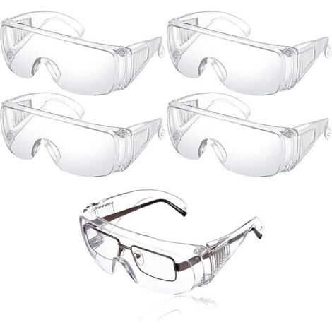 Juego de 5 gafas de seguridad: protección contra gotas, protección ocular, a prueba de polvo, transparentes y antivaho para uso diario, bricolaje, laboratorio, soldadura y pulido.