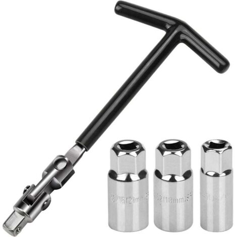 Juego de 5 llaves para bujías de 16/18/21 mm - Universal para coche y moto - Extractor de bujías