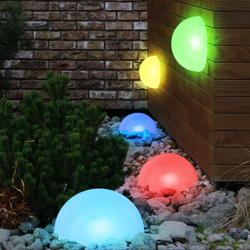 

Juego de 5 luces de enchufe solar LED RGB media bola focos de decoración de jardín al aire libre blanco cambio de color