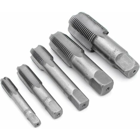 Juego de 5 machos de roscar para tuberías BSP con ángulo de 55 grados, herramientas de roscado de acero G1/8, G1/4, G3/8, G1/2 y G3/4 para rodamientos.