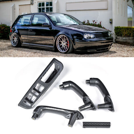 Juego de 5 manijas interiores de puerta de fibra de carbono para Volkswagen Bora Mk4