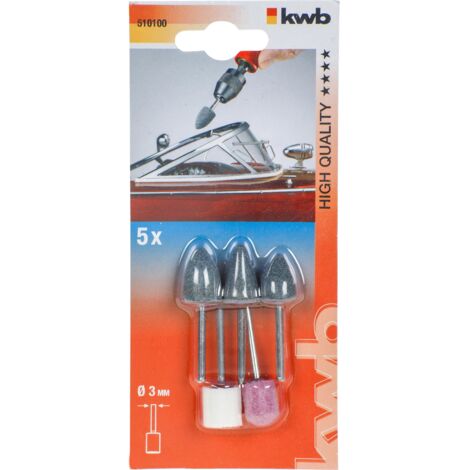 Juego de 5 muelas abrasivas cerámicas KWB para ejes flexibles y mini taladros