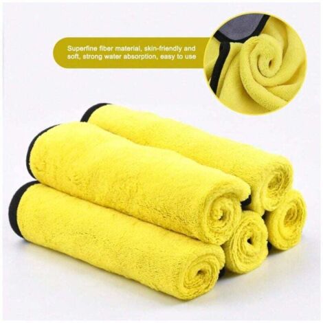Juego de 5 paños de limpieza de microfibra súper absorbentes para automóviles, paños de pulido de microfibra extra gruesos, paños de limpieza y pulido súper absorbentes, paños de secado